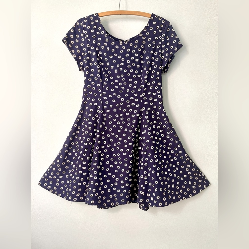 vintage GAP y2K grunge baby doll dress navy blue daisy daises flowers floral 90s